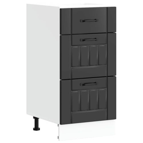 vidaXL Kitchen Base Cabinet - Lucca Black Engineered Wood Sink Storage Unit With Adjustable Feet - 40 x 46 x 81.5 cm - Modern Design