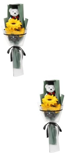 PRETYZOOM 2 Piezas Dr. Oso Ramo Bedroom Decor decoración Dormitorio Oso de Peluche fotocol graduacion Equipo Juguetes su Banquete de Flores con muñeco de Oso Ramo de el plastico