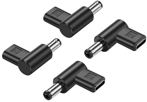 PNGKNYOCN 90 Grad DC 5.5 x 2.1mm zu USB C Adapter,9V DC 5521 Stecker zu USB Typ C PD Emulator Trigger für LED Licht、Router、Mobile Stromversorgung （4-Pack） (DC 5.5 x 2.1mm)
