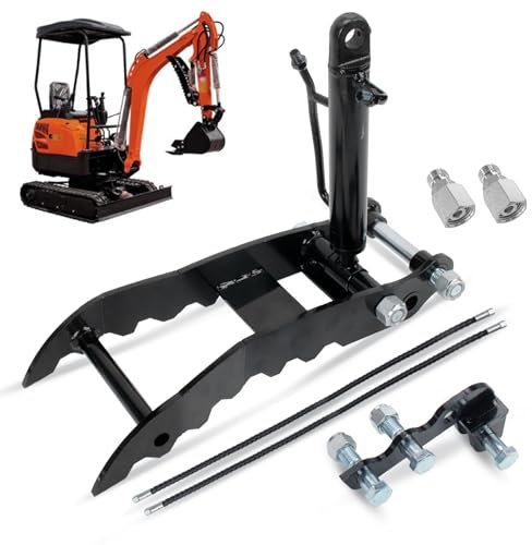 Hydraulische Daumenklammer für Minibagger, mit L-förmiger Halterung, Ersatz für Typhon Multifunktionsbagger, Hilfsklemme mit 2 Hydraulikschläuchen und Schrauben, drei Löcher, Baggerdaume unter 3