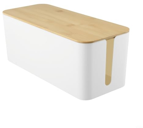 JGmotorfi Boîte de rangement de câbles avec couvercle, organiseur de multiprise en plastique ABS étanche, récipient de rangement pour câbles TV à domicile, bureau, prises multiples (B)