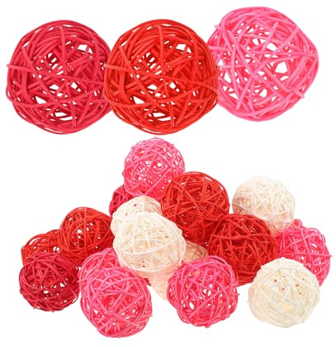 HAMPPLIES Runde Rattankugeln aus Synthetischem Material mit Hohlem Design 24 Stück Einfache Installation für Hochzeiten und Valentinstag als Tischdeko