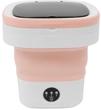 TONFEION Mini Waschmaschine, Reisewaschmaschine, Mobile Portable Washing Maschine 12L mit Ablaufschlauch und Trockenkorb, 3 Waschprogramme, Camping Waschmaschine für Unterwäsche, Babykleidung (Rosa)