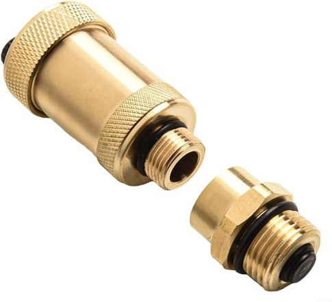 Oniissy Automatisches Entlüftungsventil, Schnellentlüftungsventil, Messing, Heizsystem mit Absperrventil, 1/2 3/8 Zoll, DN10, DN15, 110 °C, 10 bar, Druckbewertung, goldener Heizkörperentlüfter (ZH-3/8