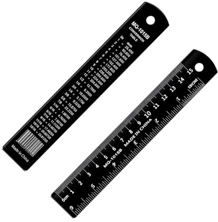 Ouligay 2 st 15 cm metalllinjal set metalllinjaler med centimeter och tum rak linjal för ritning, hem, kontor, teknik, lätt att läsa