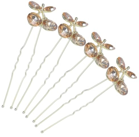DECOMELODY 4 Pezzi Forcine per Capelli Donna con Strass Forcine Forcella U Vintage Colore Rosa Dorato Accessori Eleganti per Acconciature da Sposa e Cerimonia Adatti Tutti i Tipi di Capelli