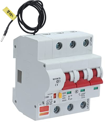 KIMISS Disjoncteur Intelligent 3P avec Télécommande WiFi et, Interrupteur de Protection contre les Fuites, AC 400 V, Contrôle Facile par Application Mobile, Indice IP20 (20A)