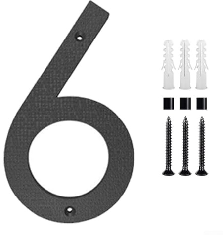 Vidonergy House Number Sign | 12 Inch Large Outdoor House Numbers for Exterior Wall, Door or Fence | Matte Black ABS Numbers with Mounting Hardware Included | Suitable(6)