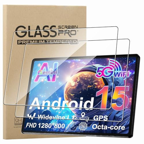 KZIOACSH 2 Pack Screen Protector for YESTEL Tablet 10 Inch Android 15/YESTEL D3, Ultra Clear 9H Hardness Touch Sensitive Anti-Scratch Anti-Fingerprint Protective Tempered Glass Film