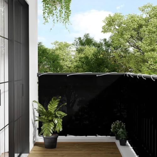 Mokuyary Protección visual para balcón, color negro, 120 x 800 cm, 100 % poliéster Oxford, revestimiento para balcón, cubierta opaca contra el viento para jardín, terraza, exterior