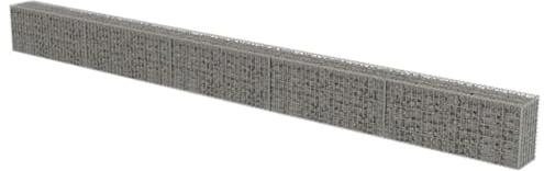 Yisssmeng Mur de gabion - 600 x 30 x 50 cm - En acier galvanisé - Clôture de jardin avec couvercle - Grille gabion robuste pour l'extérieur - Bordure de parterre - Clôture pour chien - Clôture