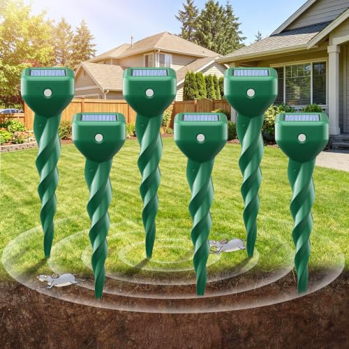 Maulwurf Vertreiber 6er Set mit Solarenergie, wetterfester Wühlmausschreck für Gartenflächen, IP67 geschützt, tierfreundliche Anwendung gegen Wühlmäuse
