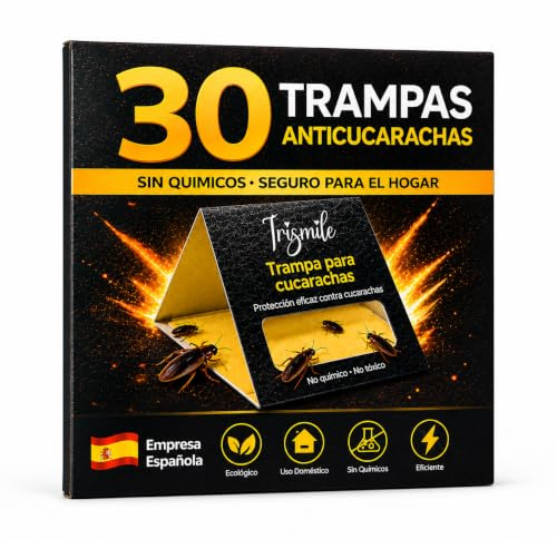 IRISMILE® Trampas para Cucarachas 30 Piezas - Adhesivo Extra Fuerte con Atrayente Sin Químicos - Seguro para Niños y Mascotas - Maxima Calidad - Mata cucarachas para hogar