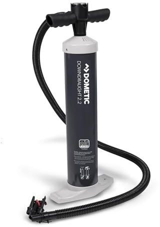 Dometic Downdraught 2.2L High Pressure Hand Pump – 15PSI Manual Pump for Awnings, Camping, Tents, SUPs, Dinghies & Inflatables with Pressure Gauge & Adaptors