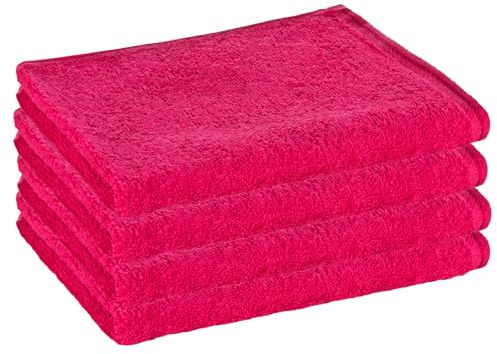 PremiumShop321 Lot de 4 serviettes d'invité en tissu éponge Profi-Star 500 g/m² Framboise