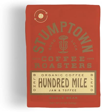 Stumptown Coffee Roasters, Medium Roast Organic Whole Bean Coffee, 100% Arabica Coffee - Hundred Mile 12 Ounce Bag with Flavor Notes of Jam and Toffee