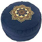 Meditationskissen blau mit Lotus Mandala-Stickerei
