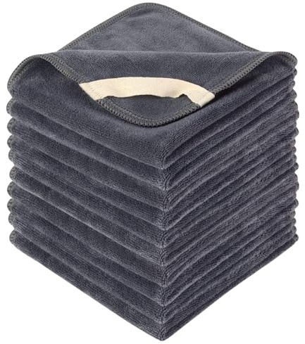 SINLAND 10 Stück Gesichtstücher Waschbar Abschminktücher 30 x 30 cm Grau | Mikrofaser schnelltrocknende Waschlappen saugfähig Gesichtsreinigungstücher weiches Make up Entferner Tücher wiederverwendbar
