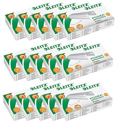 Leitz 55700000 Heftklammer 24/6 mm // 10000 Stück verzinkt (24/6mm, verzinkt / 15 Packungen)