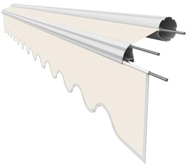 VANA Markisenstoff mit Volant für 3 x 2,5 m Markisen Ersatzstoff Markisentuch Bespannung Sonnenschutz fertig genäht Maß Tuch 2,82 x 2,5 m Volant 2,83 x 0,21 m Design SPD001