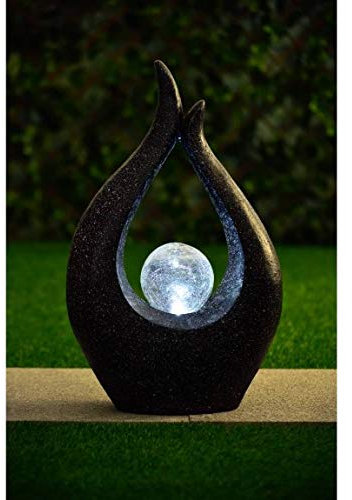 MMJ Solar Powered Garden Sculpture with Beautiful Solar Crackle Ball Black