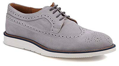Men's Grey Leather Modern Shoes-L-10