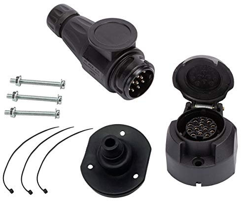 ETUKER Prise de Remorque 13 Broches 12V Étanche - Prise Attelage Pour Camion/RV/Bateau/Voiture