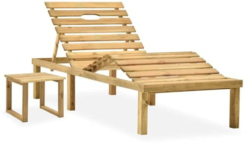 vidaXL Kiefernholz Imprägniert Garten Sonnenliege mit Tisch Gartenliege Strandliege Freizeitliege Gartenmöbel Liege Liegestuhl Holzliege Relaxliege