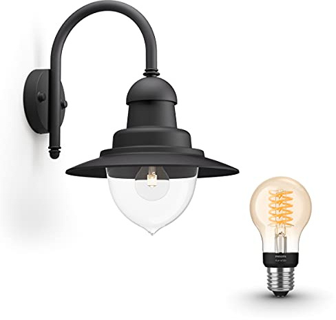 Philips Mygarden Raindrop Wandleuchte - Schwarz - Inkl. Philips Hue White Filament Stehleuchte E27