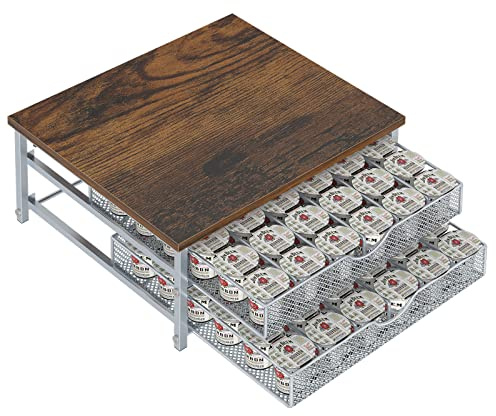Coffee Pod Holder For Counter, Coffee Pod Drawer for Keurig Pod Storage Drawer Holder, 72 Capacity Pods Storage Organizer for Coffee Pod Storage with Sliding Baskets for Coffee Station, Silver