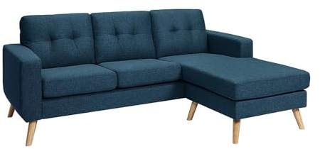 Vente-unique Ecksofa - Ecke wechselbar - Stoff - Dunkelblau - Bartolome