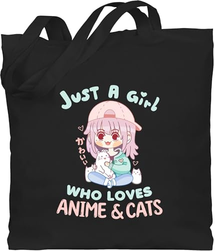Shirtracer - Baumwolltasche - Just a girl who loves anime & cats kawaii chibi