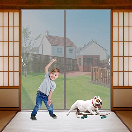 LZHBD Fliegengitter für Tür als Rollo, 85x245 cm Anti Moskito Fliegengitter, Insektenschutzrollo Fliegengitterrollo für Terrassentür Wohnzimmer Balkontür, Grau, Neuste Version