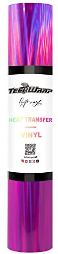 TECKWRAP Weiche Metallic Holografische Wärmetransfer Vinylfolie Rolle - Glänzend Rainbow HTV Bügelbild Chrom Flex Folie 152cm x 30cm (Lila Pink)