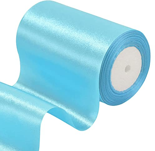 POPOYU 23m Geschenkband Himmelblau Breit,Satinband 10cm Breit,Geschenk Schleife XXL,Breites Band Himmelblau,Riesen Geschenkschleife,Geschenkschleife Auto xxl für Verpacken von Geschenken Weihnachten