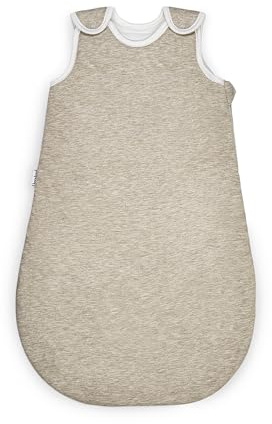 Ehrenkind® Ganzjahres-Schlafsack Rund mit Wollfüllung | 100% Bio-Baumwolle mit 100% Wolle Füllung Baby-Schlafsack | OEKO-TEX | Beige Melange 50/56