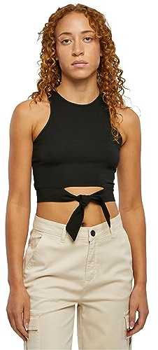 Urban Classics damer cropped knut topp axelband/cami skjorta, svart, L