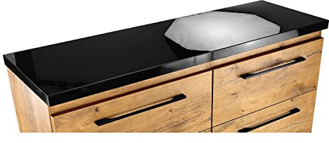 paplinskimoebel Meuble de lavabo - Plan de travail pour lavabo - 120 x 40 x 3,6 cm - Couleurs disponibles : blanc et noir brillant - Aspect chêne mat (noir brillant)