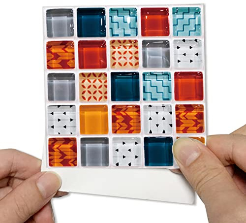 Alwayspon 25 st 15 cm (6 tum) mosaik effekt kakeldekaler, peel & stick självhäftande stänkskydd eldstad stenar kakelklistermärken överföringar, stick på kakel för kök badrum vägg