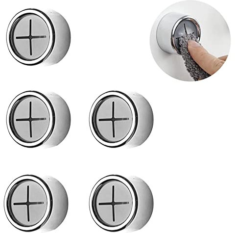 JEOPKO 5Pcs Tea Towel Holders, Towel Hooks, Tea Towel Holders for Kitchens, Towel Hooks, Round Wall Mounted Tea Towel Push in Suction Hand Towel Holder for Bathroom, for Bathroom Kitchen(Silver)