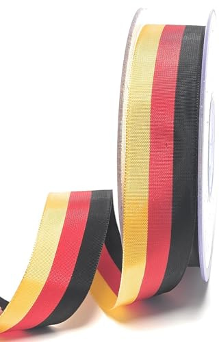 Nationalband 25m x 25mm Schwarz - Rot - Gelb Vereinsband Ordensband Fanband Dekoband Deutschland BRD