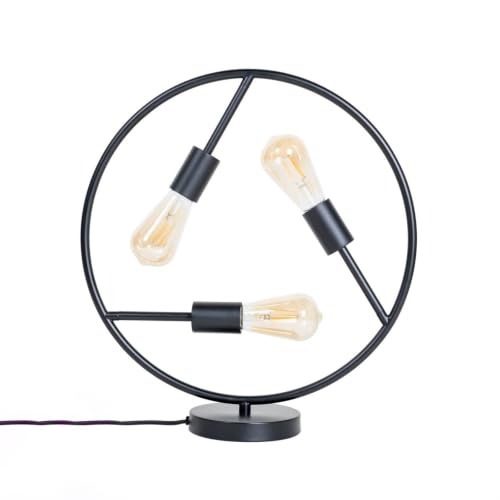 Lucande Tischlampe Linnard (Design, Modern) in Schwarz aus Metall (3 flammig E27) - Designer Tischleuchte Schreibtischlampe Nachttischlampe Wohnzimmerleuchte
