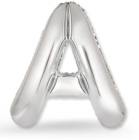 FUNXGO XXL Folienballon Buchstabe A Silber Glänzend – Riesen Buchstabenballon ca. 100 cm – Verstärktes Material – Für Helium & Luft – Perfekt für Geburtstag, Hochzeit & Party Deko - Ballon A Silber