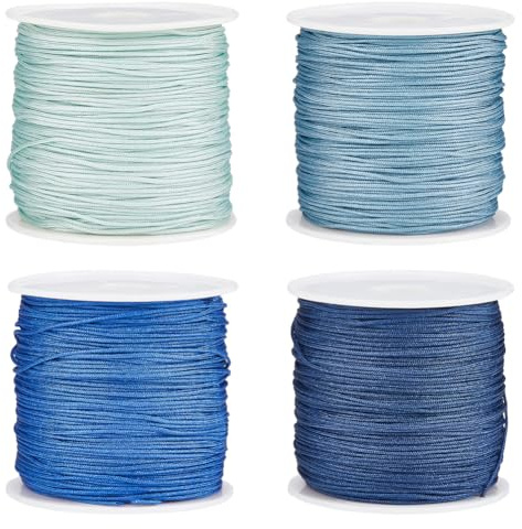 SUNNYCLUE 197 Yard 4 Farben Nylonschnur Blau Chinesische Knotenschnur Nylonschnur 0.8 mm Perlenschnur Nylon Perlenfaden Für Armbänder Gewebtes Kumihimo Freundschaftsarmband Win