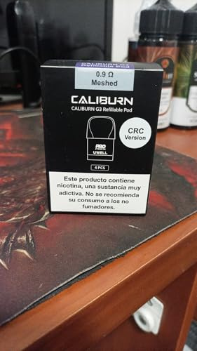Uwell Caliburn G3 Pod 2ml 4pcs - 0.4ohm 0.6ohm 0.9ohm 1.2ohm Meshed - Cartucho depósito Remplazo MTL Vaping Top Filling Vape Atomizer - Sin Nicotina Sin Tabaco (0,9 Ohms)