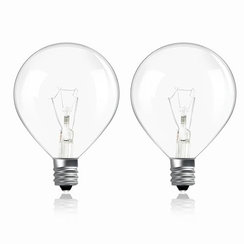Caldarax E12 Wax Warmer Bulbs 25W Dimmable, 230V Globe G50 50mm Scentsy Light Bulb, 2700K Warm White, E12 Base Wax Melt Burner Bulbs for Full Size Warmers Fragrance Burner String Light, 2 Pack