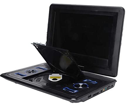 Lecteur DVD portable, Lecteur DVD Portable rotatif lecteur CD DVD HD Rechargeable avec écran LED for la fonction de Radio FM de Support de voyage en voiture Lecteur CD/DVD/MP3/MP4 portable(Color:Zwart