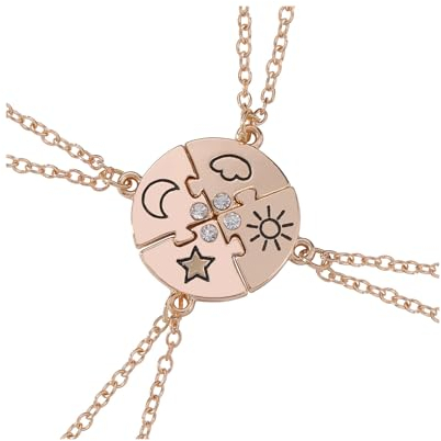 4 Pièces Collier d Amitie des Meilleures Amies Toujours,Necklace Best Friends Forever Puzzle Set pour Femme Tricolore Cristal Colliers Soleil Lune et étoiles Pendentif Soeur BFF Cadeaux Anniversaire