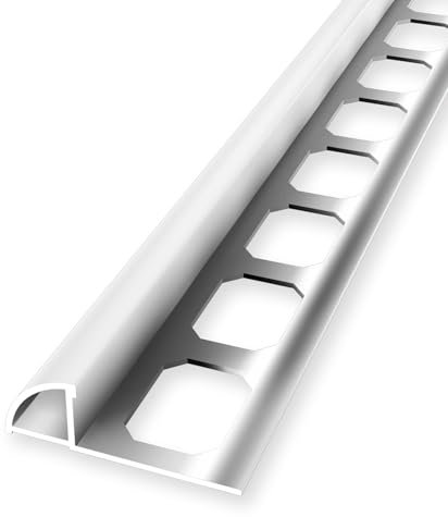 Küberit Profilé Quart de Cercle pour Carrelage 10 x 30 x 2500 mm, Hauteur de Bordure 10 mm, Aluminium Fermé Estampé, Argenté Brillant