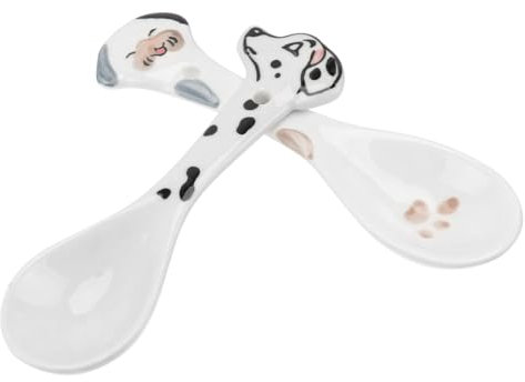 Levemolo 2pcs Ceramic Pet Can Spoons Stirring Scoops Household Feeding Supplies Random Style for Dogs